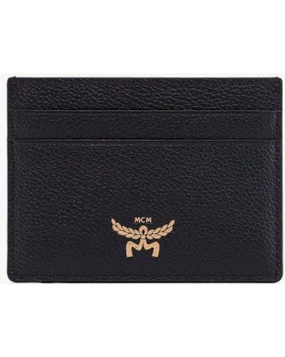 MCM Himmel Card Case In Embossed Leather - Black
