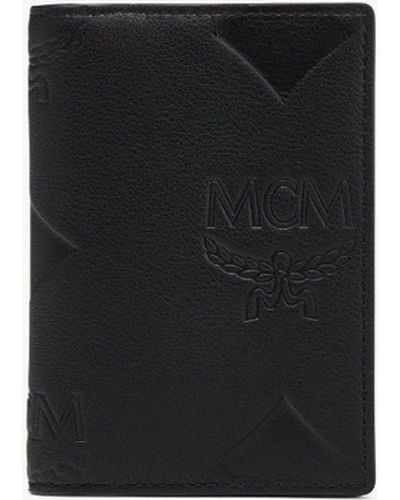 MCM Aren Bifold Card Wallet In Maxi Monogram Leather - Black