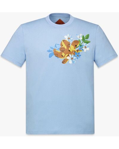 MCM Floral T-shirt In Organic Cotton - Blue