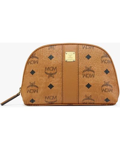 MCM Aren Cosmetic Pouch In Visetos - Brown