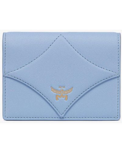 MCM Diamond Snap Wallet In Spanish Calf Leather - Blue