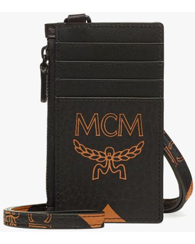 MCM Aren Lanyard Card Case In Maxi Visetos - Black