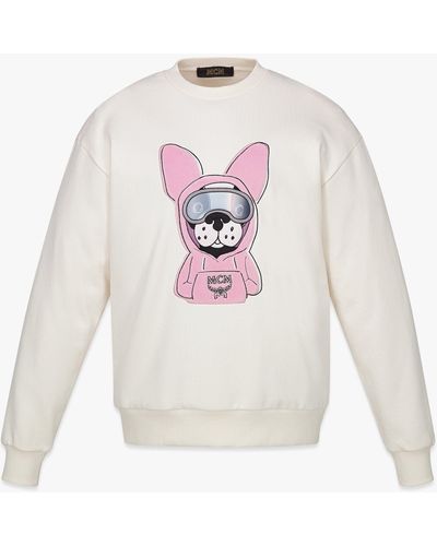 MCM M Pup Graphic Sweatshirt In Organic Cotton - White