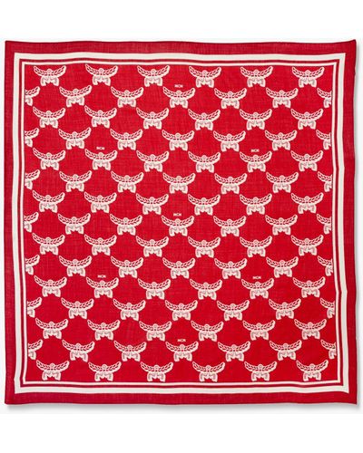 MCM Lauretos Monogram Wool Shawl - Red