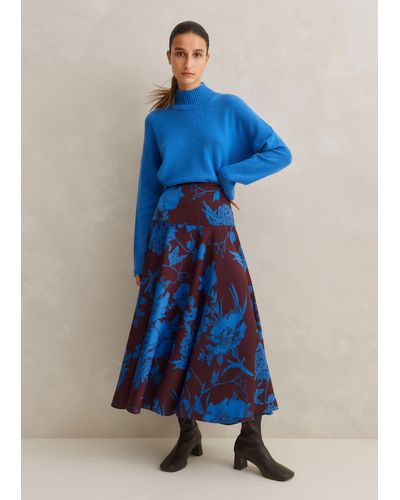 ME+EM Scribble Floral Print Maxi Skirt - Blue