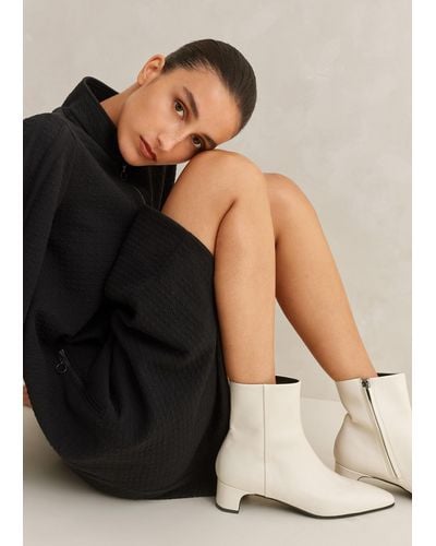 ME+EM Chiselled Toe Leather Ankle Boot - White