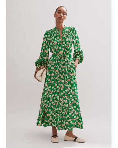 ME+EM Lantana Flower Print Midi Dress - Green