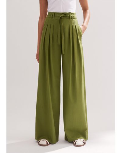 ME+EM High-waisted Multi Pleat Trouser + Belt - Green