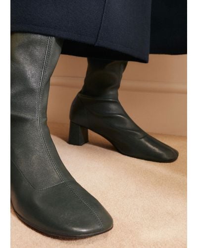 ME+EM Knee High Stretch Leather Boot - Green