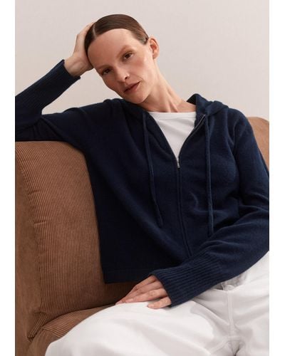 ME+EM Cashmere Relaxed Fit Box Zip Hoody - Blue