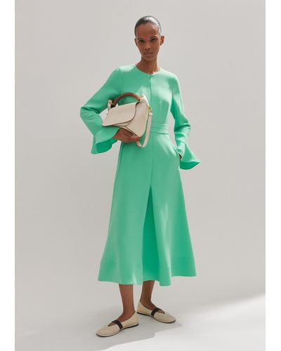 ME+EM Fluid Crepe Elegant Midi Dress - Green
