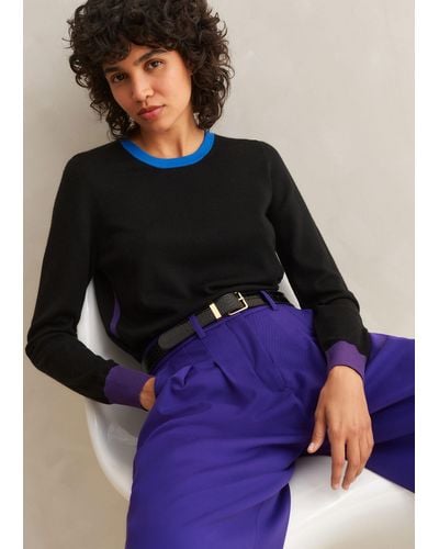 ME+EM Merino Color Block Sweater - Purple