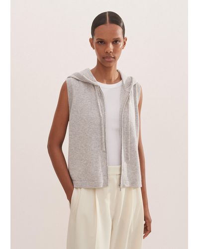 ME+EM Cashmere Sleeveless Relaxed Zip Hoody - Gray