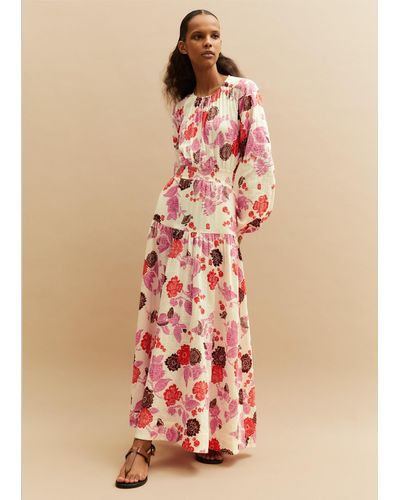 ME+EM Cheesecloth Bali Print Full-length Dress - Pink
