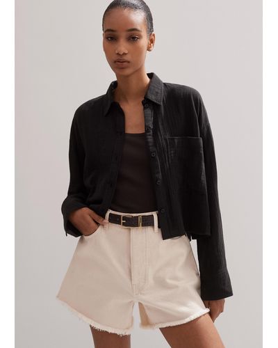 ME+EM Cheesecloth Cropped Shirt - Black