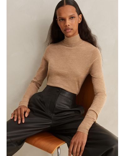 ME+EM Cashmere Barely There Layering Sweater - Natural