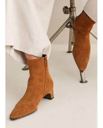 ME+EM Chiselled Toe Suede Ankle Boot - Brown