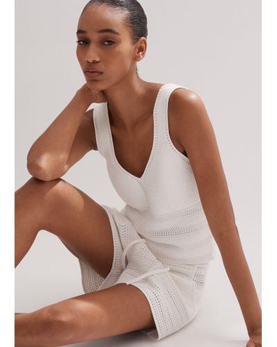 ME+EM Cotton Fashioned Longline Knit Cami - White