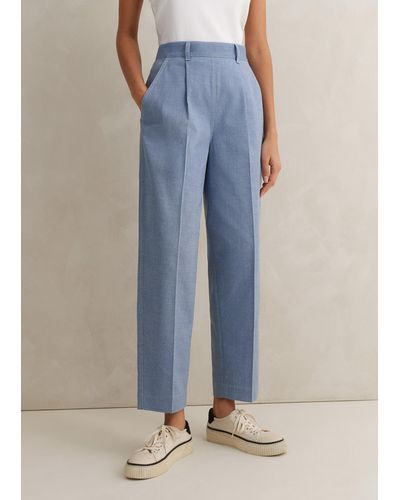 ME+EM Chambray Tailoring Tapered Trouser - Blue