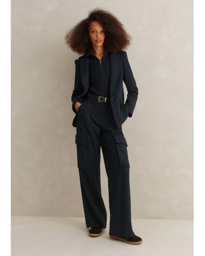 ME+EM Pinstripe Relaxed Straight Cargo Trouser - Multicolor