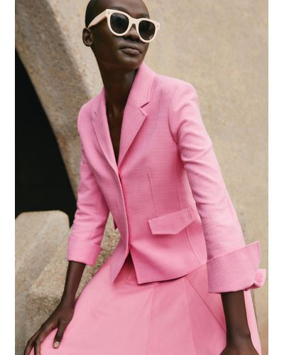 ME+EM Cotton Blend Fitted Contour Jacket - Pink