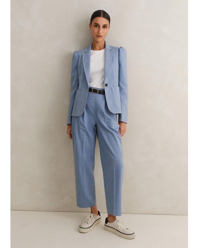 ME+EM Chambray Tailoring Tapered Trouser - Blue