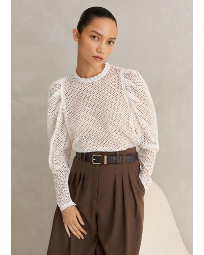 ME+EM Lace Statement Sleeve Top - Natural