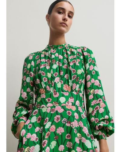 ME+EM Lantana Flower Print Short Boho Dress - Green