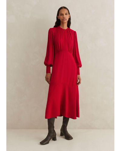 ME+EM Elegant Paneled Midi Dress - Red