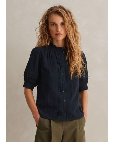 ME+EM Cheesecloth Blouse - Blue