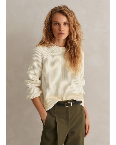ME+EM Soft-touch Cotton Rib Weekend Jumper - Natural