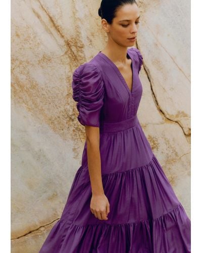 ME+EM Silk Cotton Maxi Dress - Purple