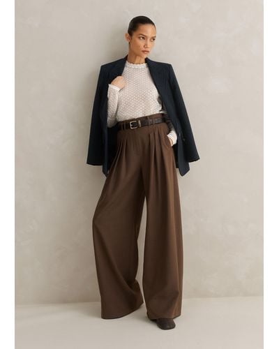 ME+EM High Waisted Multi Pleat Pant + Belt - Natural