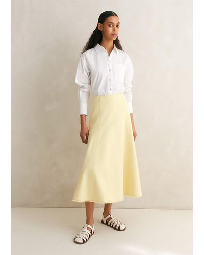 ME+EM Textured Cotton-blend Skirt - Natural
