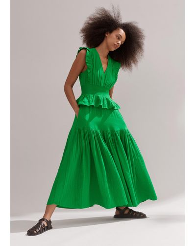 ME+EM Cheesecloth Maxi Dress - Green