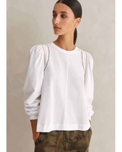 ME+EM Cotton Lace Insert Swing Top - White