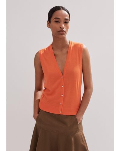 ME+EM Silk Button-through Knit Vest - Orange