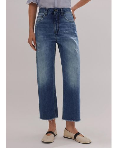ME+EM Authentic Distressed Relaxed Straight Jean - Blue