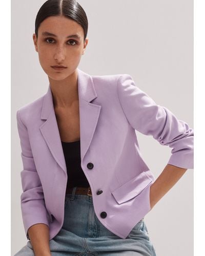 ME+EM Textured Short Fitted Contour Jacket - Purple