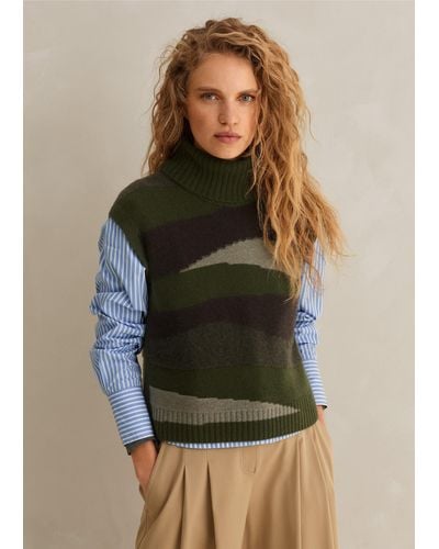 ME+EM Cashmere Camo Cropped Sweater Vest+ Snood - Natural
