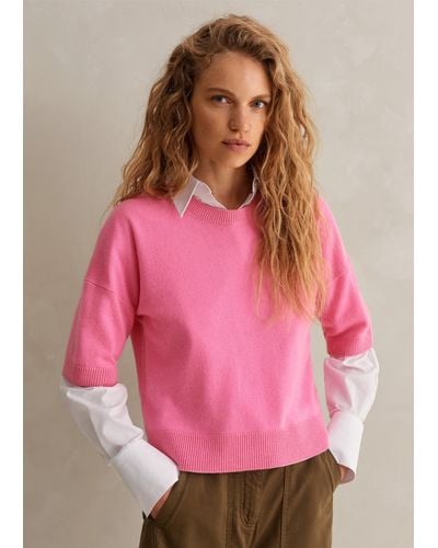 ME+EM Cashmere Relaxed Crop Tee - Pink