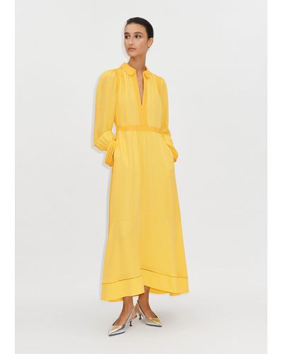 ME+EM Silk Colour Block Maxi Dress + Belt - Yellow