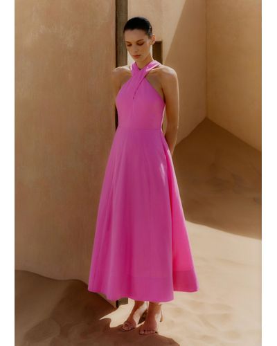 ME+EM Linen-blend Crossover Maxi Dress - Pink