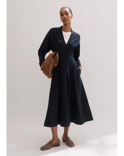 ME+EM Travel Tailoring Fit And Flare Midi Dress - Blue