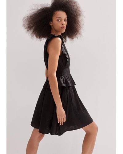 ME+EM Cheesecloth Fit And Flare Short Dress - Natural