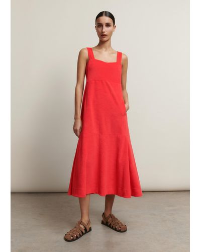 ME+EM Towelling Sleeveless Midi Dress - Red