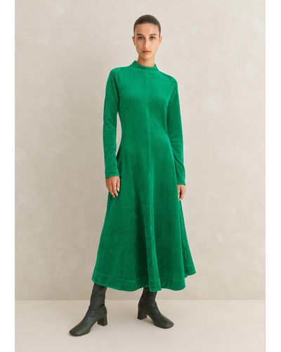 ME+EM Perfect Simplicity Stretch Velvet Maxi Dress - Green