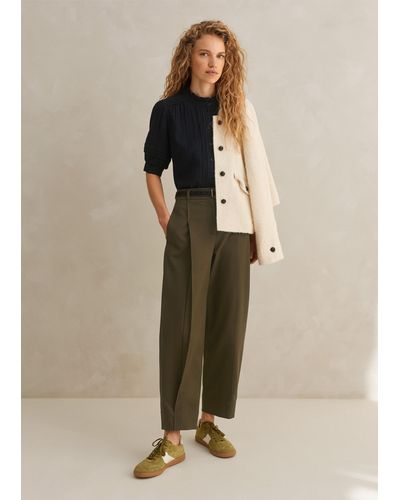 ME+EM Cotton-blend Tapered Pleat Trouser - Natural