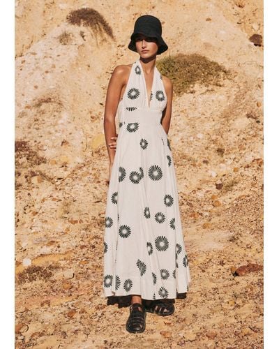 ME+EM Cheesecloth Modern Daisy Print Maxi Dress - Brown