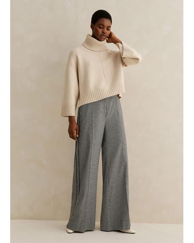 ME+EM Puppytooth High-waisted Flared Man Pant - Gray
